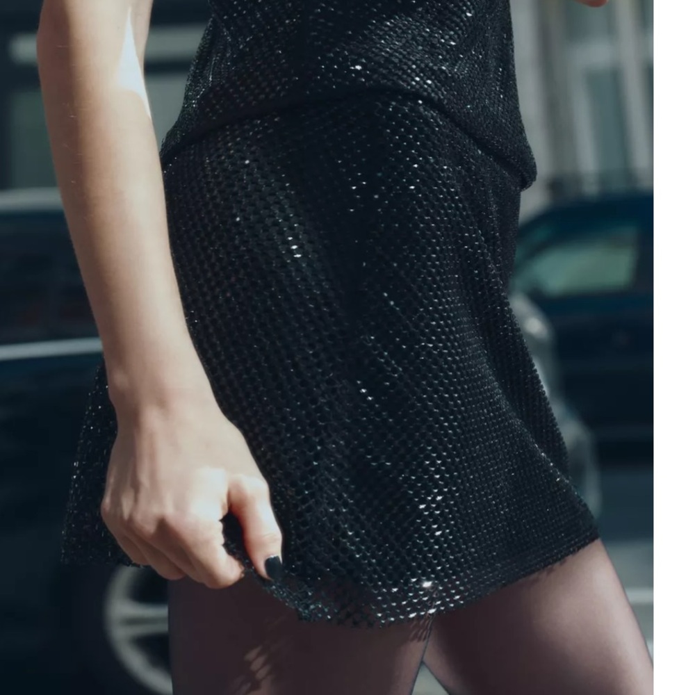 Zara | Mesh Beaded Mini Skirt